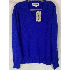 NWT Expressions Vintage K-Mart Women's Large Cable Knit Bright Blue Sweater 90's